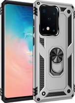 Voor Galaxy S20 Ultra schokbestendig TPU + pc beschermhoes met 360 graden roterende houder (zilver)