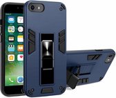 2-in-1 pc + TPU schokbestendige beschermhoes met onzichtbare houder voor iPhone SE 2020/8/7 (koningsblauw)