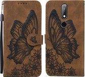 Voor Nokia 2.4 Retro Skin Feel Butterflies Embossing Horizontale Flip Leather Case met houder & kaartsleuven & portemonnee (bruin)