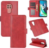 Voor Motorola Moto G9 / G9 Play Dual-side magnetische gesp Horizontale flip lederen tas met houder & kaartsleuven & portemonnee (rood)