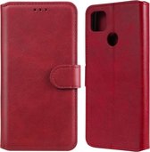 Voor Xiaomi Redmi 9C klassieke kalfsstructuur PU + TPU horizontale lederen flip-hoes, met houder en kaartsleuven en portemonnee (rood)