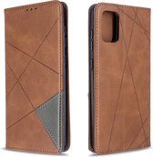 Voor Galaxy A71 Rhombus Texture Horizontale flip magnetische lederen tas met houder en kaartsleuven (bruin)