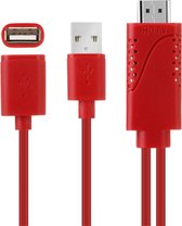 USB Male + USB 2.0 Vrouw naar HDMI Telefoon naar HDTV Adapterkabel, voor iPhone / Galaxy / Huawei / Geschikt voor Xiaomi / LG / LeTV / Google en andere slimme telefoons (rood)