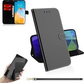 Voor Huawei P40 Lmitated Mirror Surface Horizontal Flip Leather Case met houder & kaartsleuven & Wallet & Lanyard (zwart)