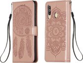 Voor Galaxy A60 Dream Catcher afdrukken Horizontale flip lederen tas met houder & kaartsleuven & portemonnee & lanyard (rose goud)