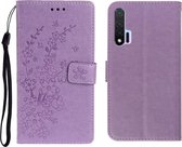 Voor Huawei Nova 6 Plum Blossom Pattern Links en Rechts Flip Leren Case met Beugel & Kaartsleuf & Portemonnee & Lanyard (Paars)