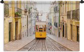 Wandkleed Portugal - Tram door Portugal Wandkleed katoen 180x120 cm - Wandtapijt met foto XXL / Groot formaat!