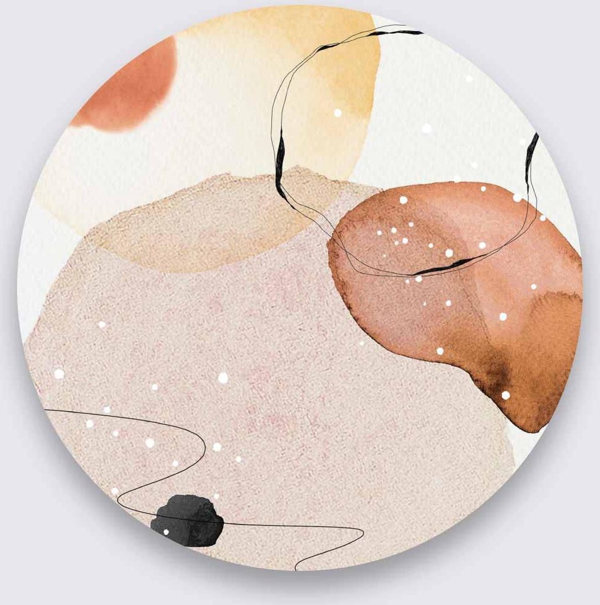 Schilderij - abstract - roze/oranje - Collectie organic shape - Pure Metal - 30 cm rond