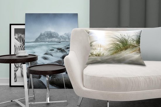 Sierkussen Mer des Wadden pour l'intérieur - Dunes de sable de la mer des Wadden - 50x30 cm - Coussin intérieur rectangulaire en coton