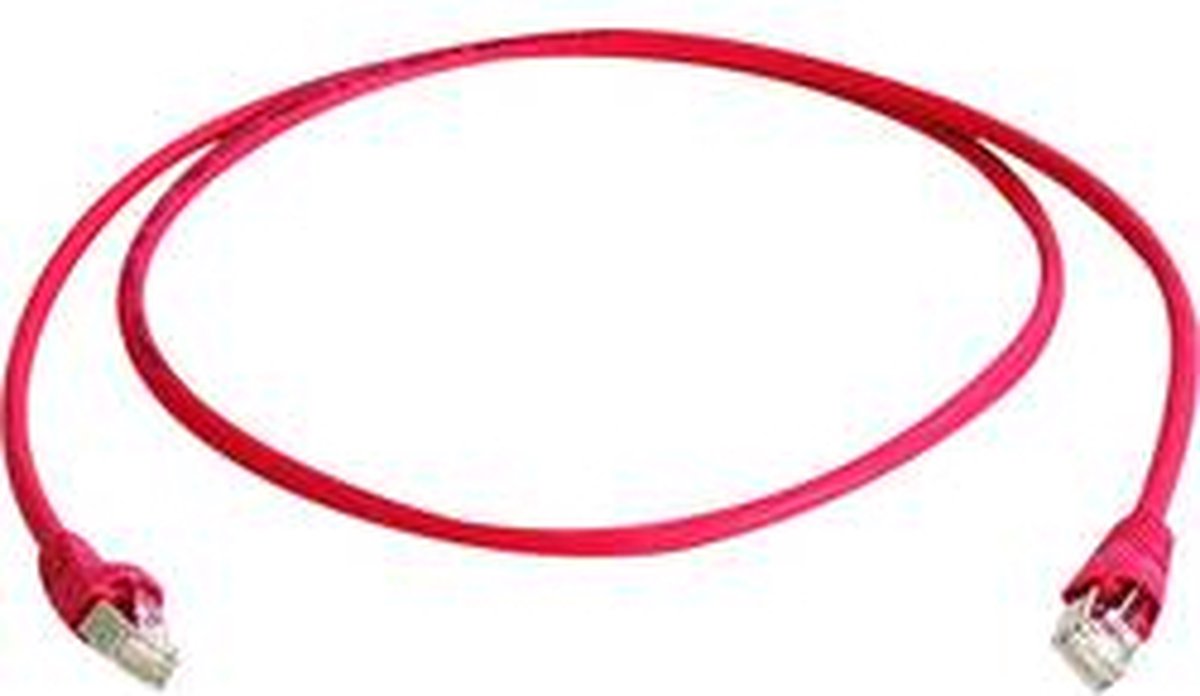 Telegärtner RJ45 (cross) Netwerkkabel Aansluitkabel CAT 6A S/FTP 0.50 m Rood Vlambestendig, Halogeenvrij