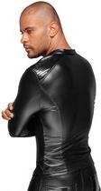 Wetlook jacket with PVC pleats - Black