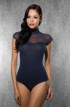 Damesbody Met Netstof - Donkerblauw