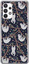 Samsung Galaxy A32 4G siliconen hoesje - Luiaard - Soft Case Telefoonhoesje - Zwart - Print