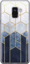Samsung Galaxy A8 2018 siliconen hoesje - Geometrisch fade art - Soft Case Telefoonhoesje - Blauw - Print