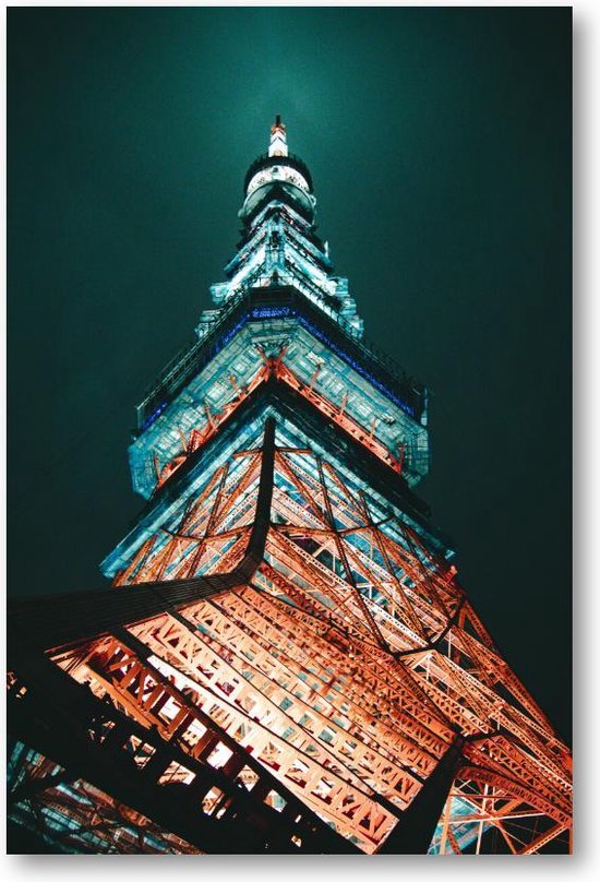 Tokiotoren (Tokyo Tower) at Night - Low Angle | Dibond voor Binnen én Buiten |