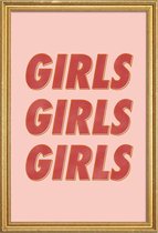 JUNIQE - Poster met houten lijst Girls Red -30x45 /Oranje & Rood