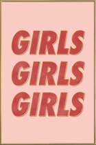 JUNIQE - Poster met kunststof lijst Girls Red -60x90 /Oranje & Rood