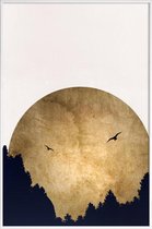 JUNIQE - Poster in kunststof lijst Two Birds Gold -30x45 /Ivoor