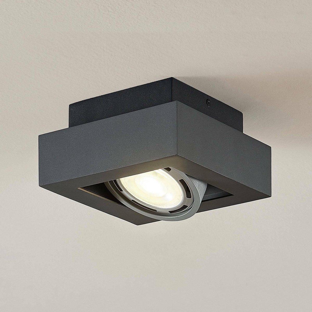 ARCCHIO plafondlamp - 1licht - Aluminium, metaal - H: 9 cm - GU10 - donkergrijs
