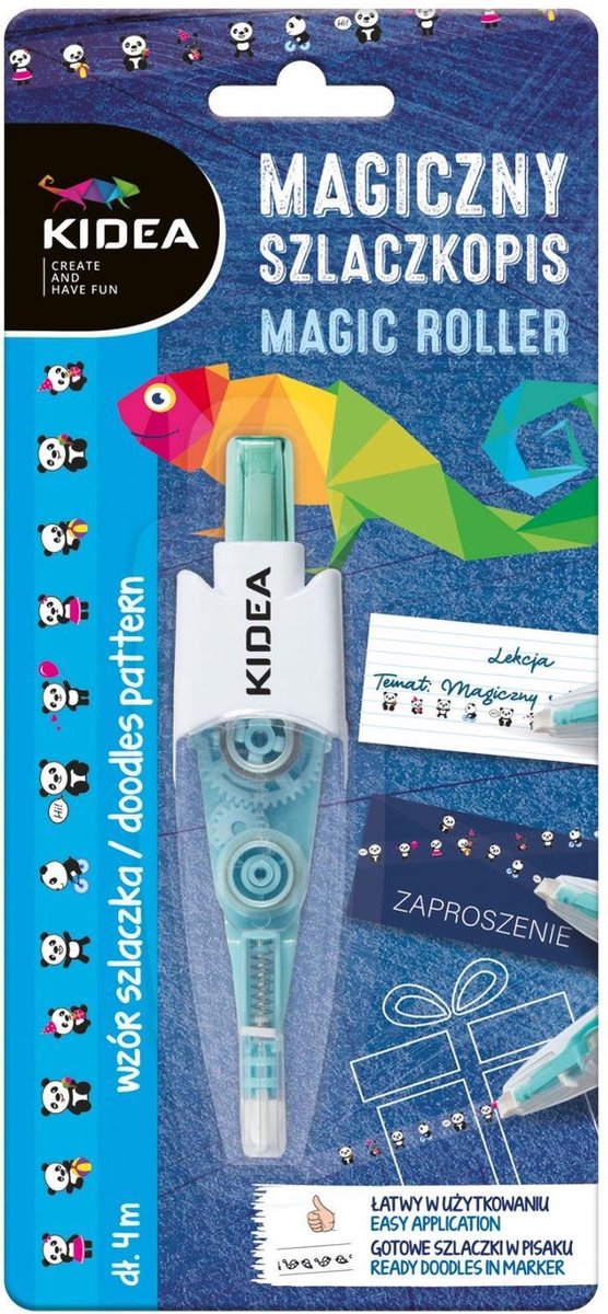 Kidea Decoratietape Panda Magic Roller 4 M Blauw/wit