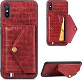 Voor Xiaomi Redmi 9A Krokodilpatroon PU + TPU + PVC Breukvast gsm-hoesje met magnetische onzichtbare houder en kaartsleuven (rood)