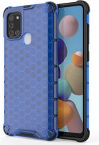 Voor Samsung Galaxy A21S schokbestendige honingraat pc + TPU-hoes (blauw)