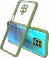 Voor Xiaomi Redmi Note 9 Pro Bandzijde Textuur Contrastknop Schokbestendig PC + TPU Telefoon beschermhoes (groen)