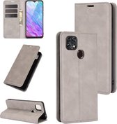 Voor ZTE Blade 10 Smart / Blade 20 Retro-skin Business magnetische zuignap lederen tas met houder & kaartsleuven & portemonnee (grijs)