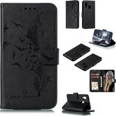 Feather Pattern Litchi Texture Horizontale Flip lederen tas met portemonnee & houder & kaartsleuven voor Galaxy A40 (zwart)