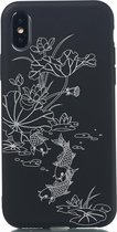 Let op type!! Lotus Pond Painted Pattern Soft TPU Case for iPhone XS / X