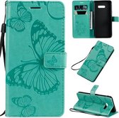 Voor LG G8X Geperst afdrukken Vlinderpatroon Horizontale flip PU lederen tas met houder & kaartsleuven & portemonnee & lanyard (groen)