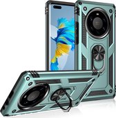 Voor Huawei Mate 40 Pro + schokbestendige TPU + pc-beschermhoes met 360 graden roterende houder (donkergroen)