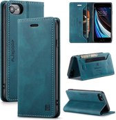 AutSpace A01 Retro Skin-feel Crazy Horse Texture Horizontale Flip lederen tas met houder & kaartsleuven & portemonnee & RFID voor iPhone 6 (blauw)
