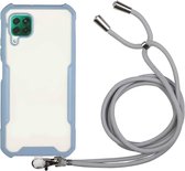 Voor Huawei P40 Lite / nova 6 SE Acryl + kleur TPU schokbestendig hoesje met nekkoord (melkgrijs)