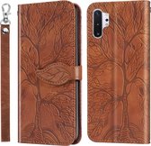 Voor Samsung Galaxy Note10 + Life of Tree Embossing Pattern Horizontale Flip lederen tas met houder & kaartsleuf & portemonnee & fotolijst & lanyard (bruin)