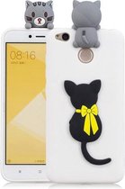 Voor Xiaomi Redmi 4X 3D Cartoon patroon schokbestendig TPU beschermhoes (kleine zwarte kat)