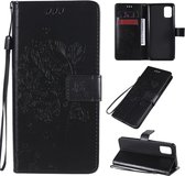 Voor Samsung Galaxy A31 Tree & Cat reliëfpatroon Horizontale flip lederen tas met houder & kaartsleuven & portemonnee & draagkoord (zwart)