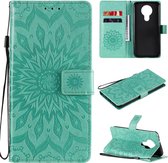 Voor Nokia 3.4 Sun Embossing Pattern Horizontale Flip Leather Case met Card Slot & Holder & Wallet & Lanyard (Green)