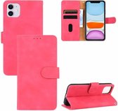 Voor iPhone 11 effen kleur huid gevoel magnetische gesp horizontale flip kalf textuur PU lederen tas met houder & kaartsleuven & portemonnee (rose goud)