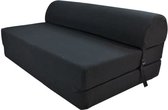 JUNI Open haard stoel 2 plaatsen - Zwarte stof - Eigentijdse stijl - L 115 x D 75 cm