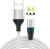 3A USB naar Micro USB Snel opladen + 480 Mbps Datatransmissie Mobiele telefoon Magnetische zuigkracht Snel opladen Datakabel, kabellengte: 2 m (zilver)