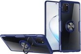 Voor Galaxy A81 schokbestendig transparant TPU + acryl beschermhoes met ringhouder (blauw)