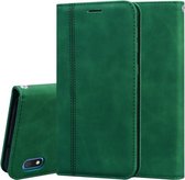 Voor Samsung Galaxy A10 Frosted Business Magnetische horizontale Flip PU lederen tas met houder & kaartsleuf & lanyard (groen)