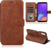 Voor Samsung Galaxy A7 (2018) Kalf Textuur Magnetische Gesp Horizontale Flip Leren Case met Houder & Kaartsleuven & Portemonnee & Fotolijst (Koffie)