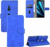 Voor Sony Xperia XZ3 Effen Kleur Huidgevoel Magnetische Gesp Horizontale Flip Kalftextuur PU Lederen Case met Houder & Kaartsleuven & Portemonnee (Blauw)
