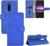 Voor Sony Xperia 1 Effen Kleur Huidgevoel Magnetische Gesp Horizontale Flip Kalfsstructuur PU Lederen Case met Houder & Kaartsleuven & Portemonnee (Blauw)