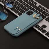 Voor iPhone 11 schokbestendig TPU-hoesje in effen kleur met polsband (meerblauw)