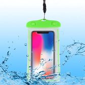 PVC transparante universele lichtgevende waterdichte tas met lanyard voor smartphones onder 6,0 inch (groen)