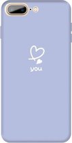 Voor iPhone 8 Plus / 7 Plus Love-heart Letter Pattern Colorful Frosted TPU telefoon beschermhoes (lichtpaars)