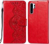 Voor Huawei P30 Pro Flower Vine Embossing Pattern Horizontale Flip Leather Case met Card Slot & Holder & Wallet & Lanyard (Red)